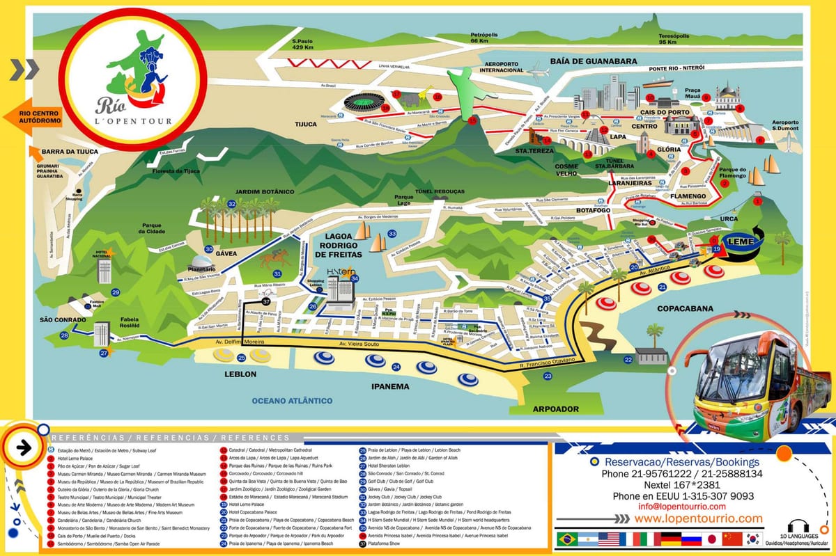 Rio de Janeiro nähtävyydet kartta